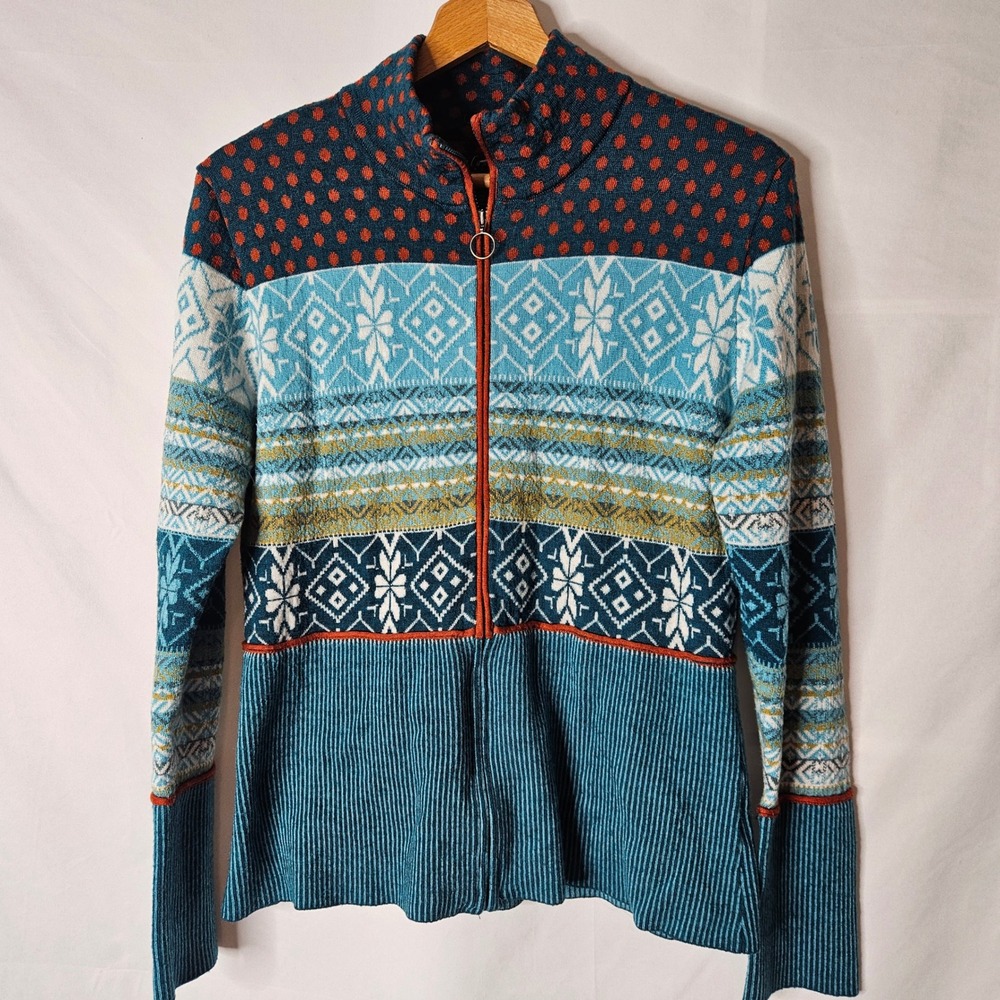 Icelandic Design Full Zip Fair Isle Sweater sz L